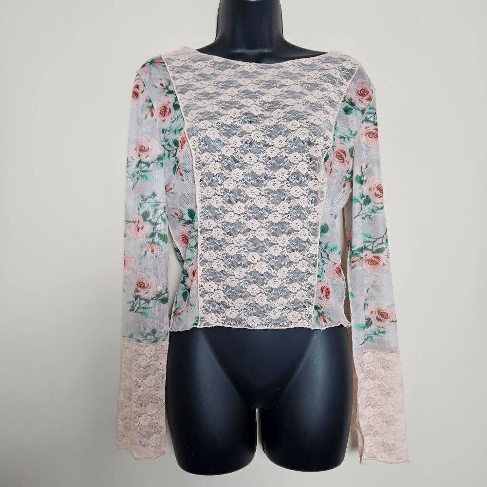 NWT Pretty Damage Sheer Floral Top